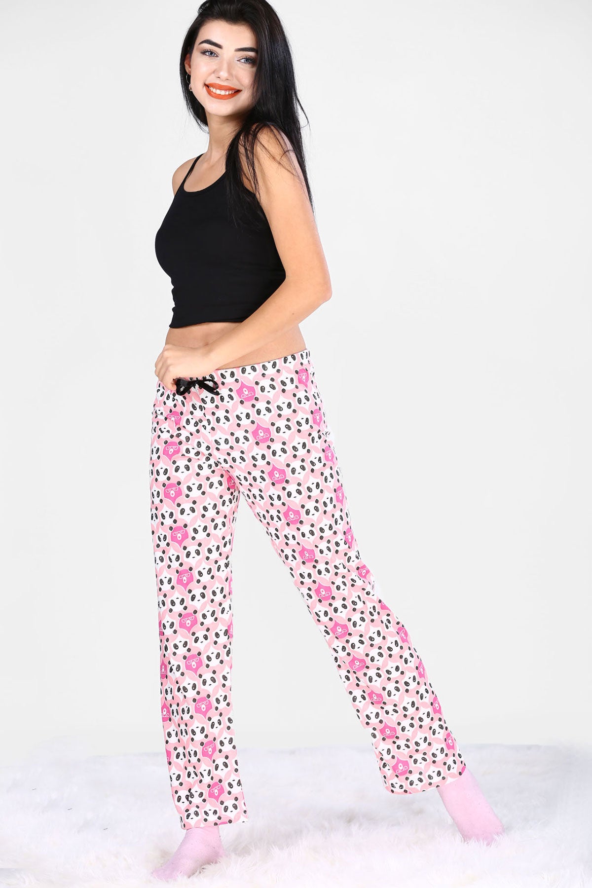 Women's Patterned Pink Pajama Pants