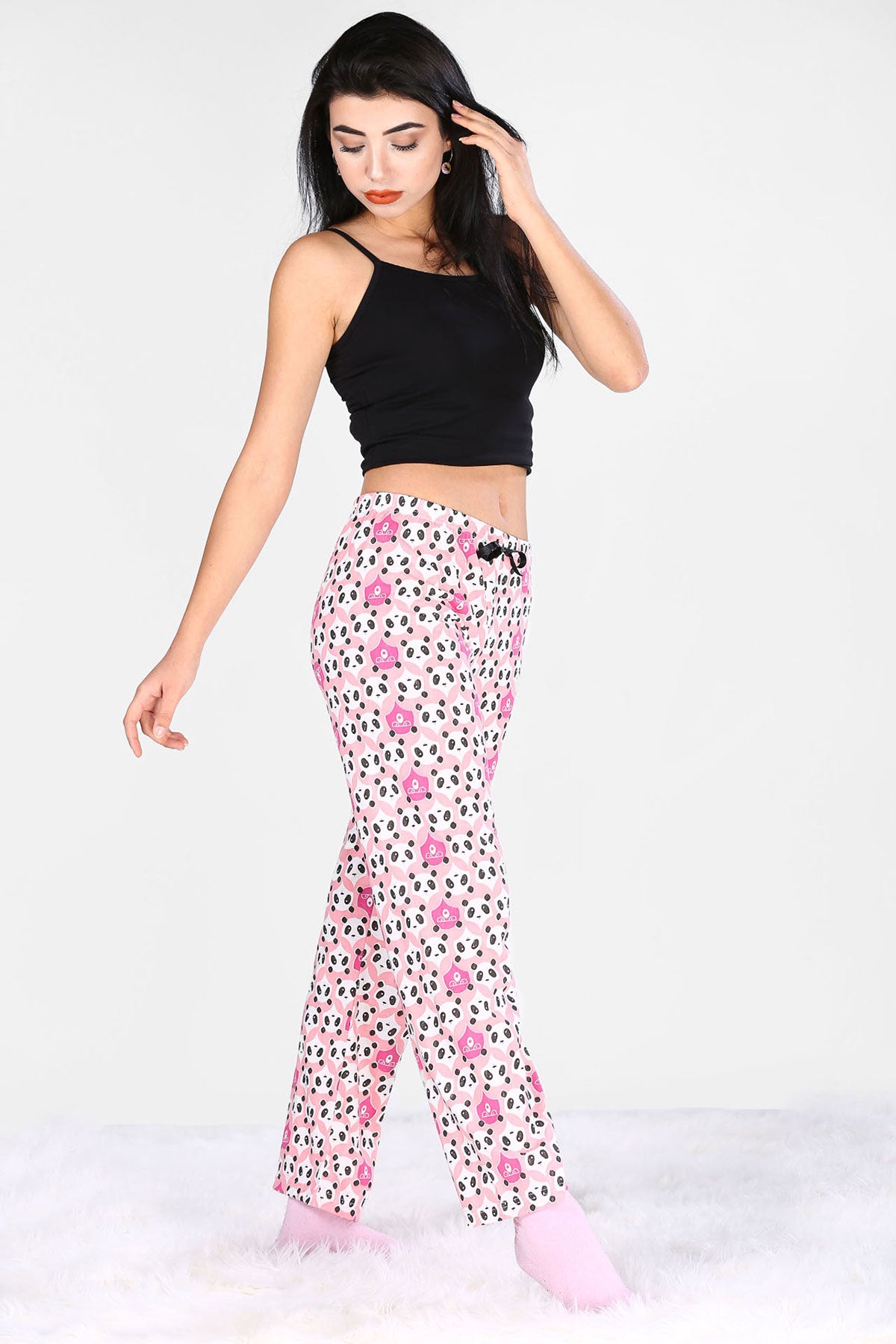 Women's Patterned Pink Pajama Pants