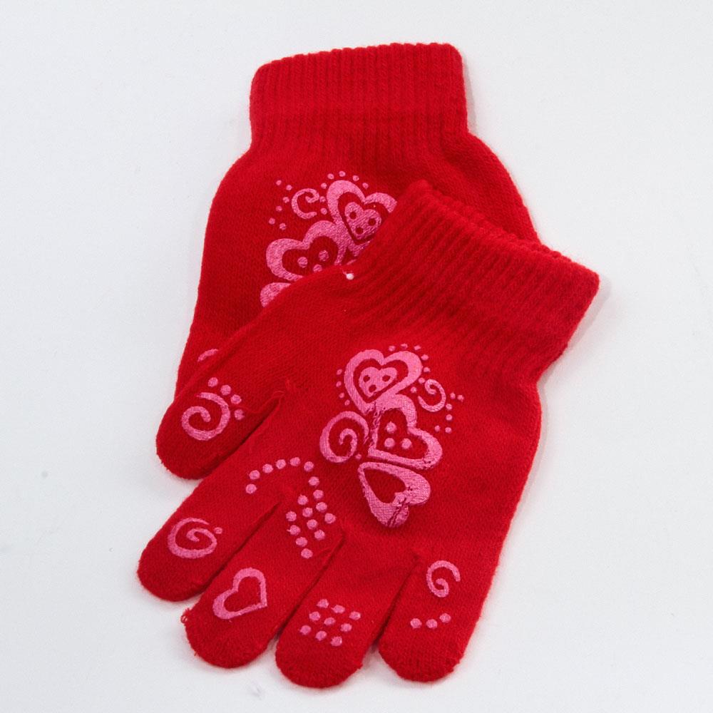 Kid's Heart Design Combed Cotton Gloves