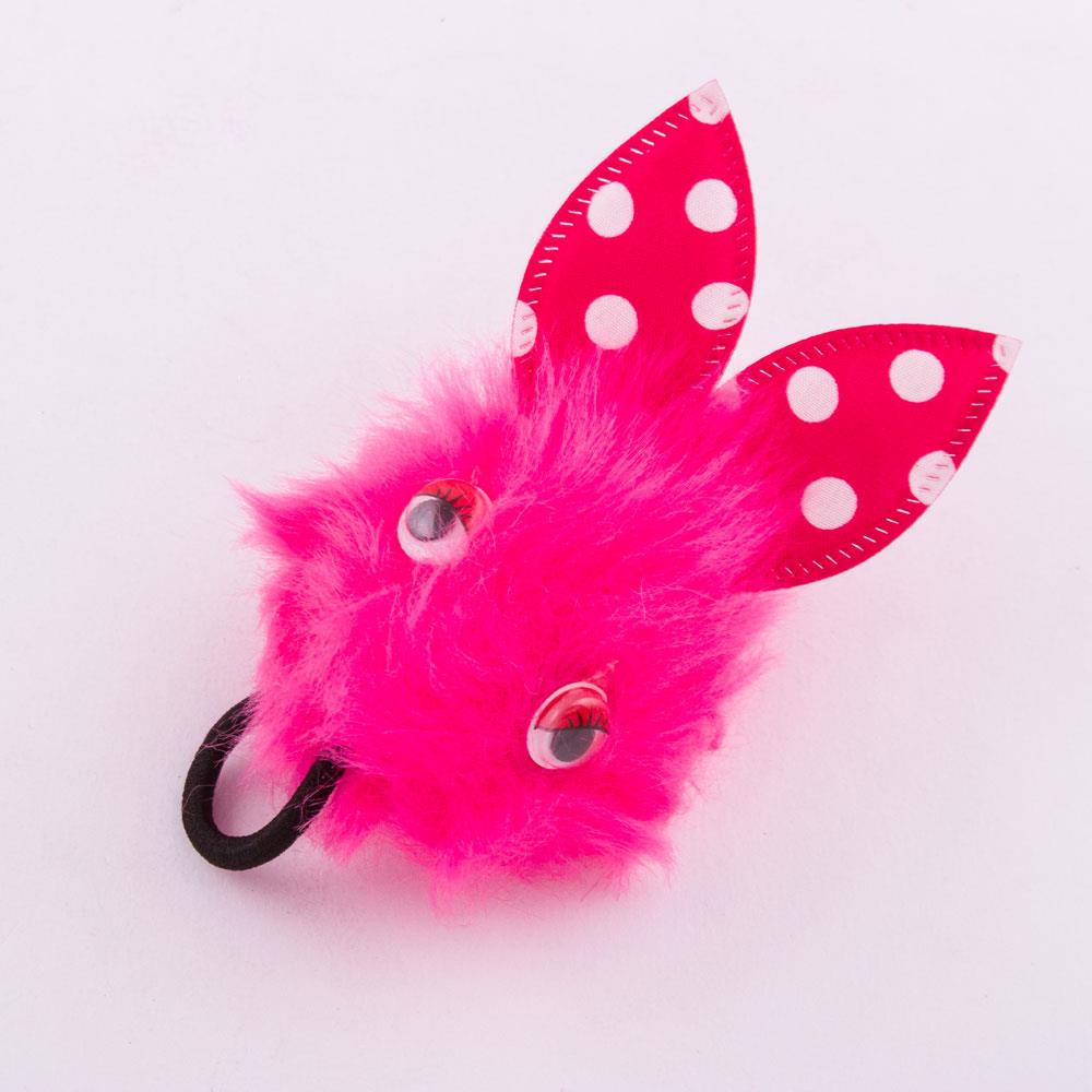 Girl's Polka-Dot Bobble Ear Figure Elastic Hair Band