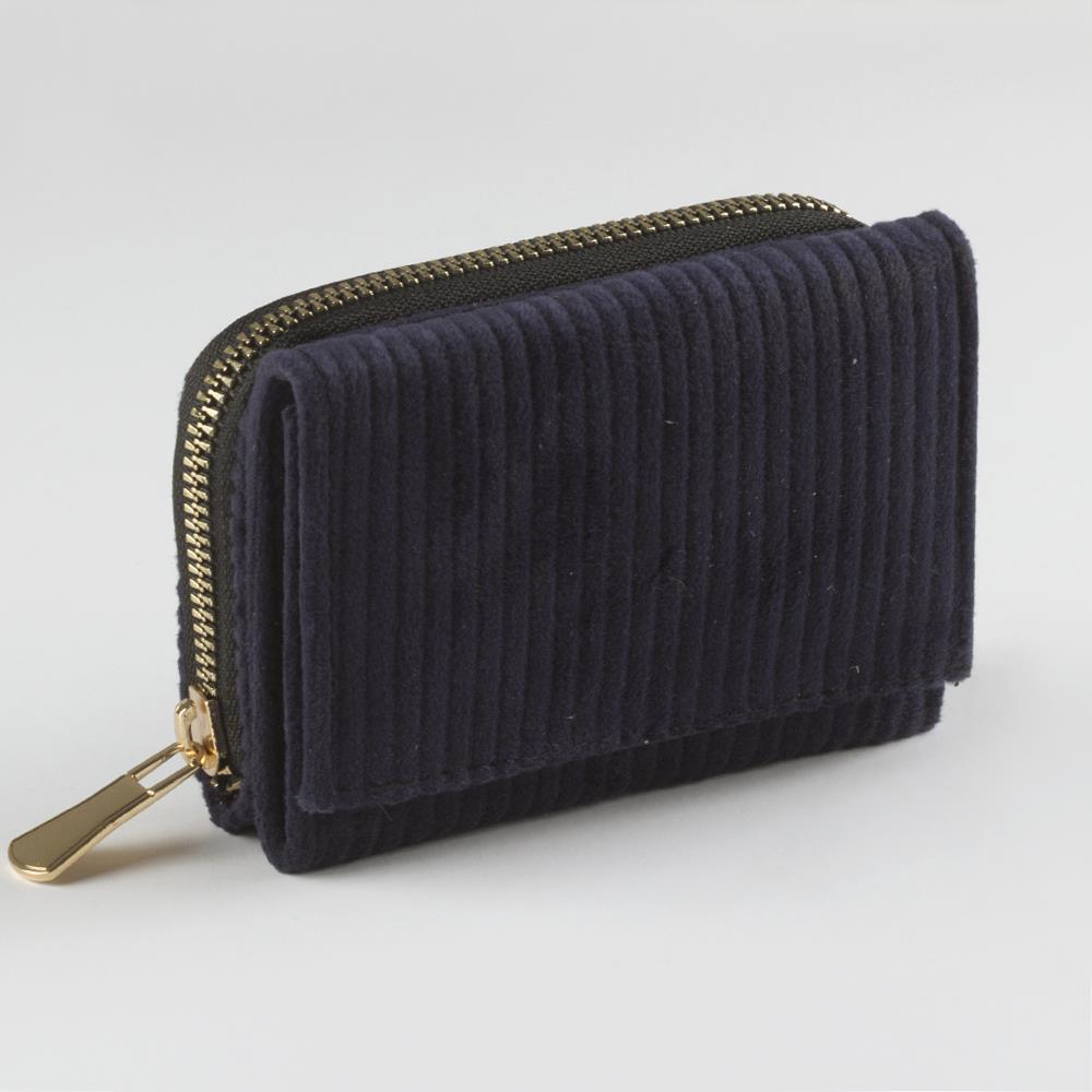 Women's Snap Button 2 Pocket Small Velvet Wallet