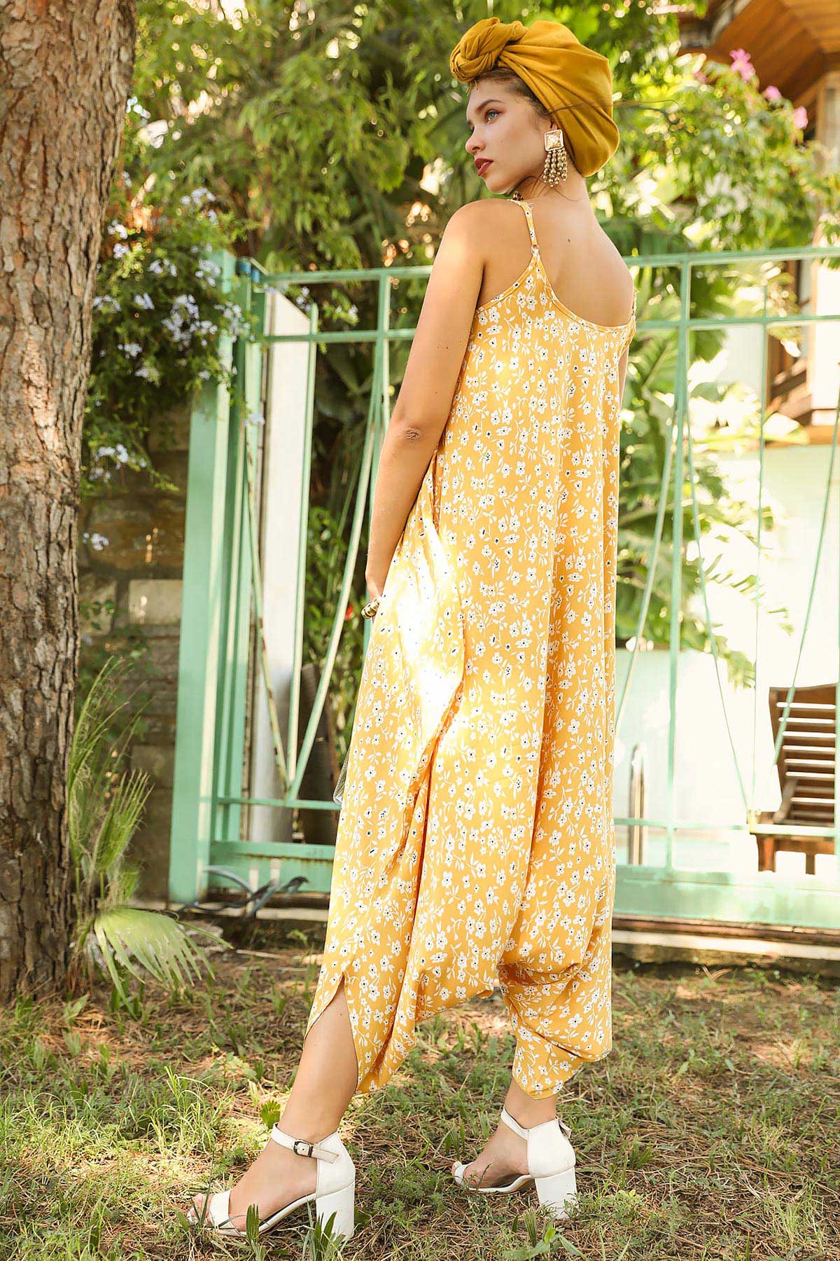 Women's Patterned Yellow Overall