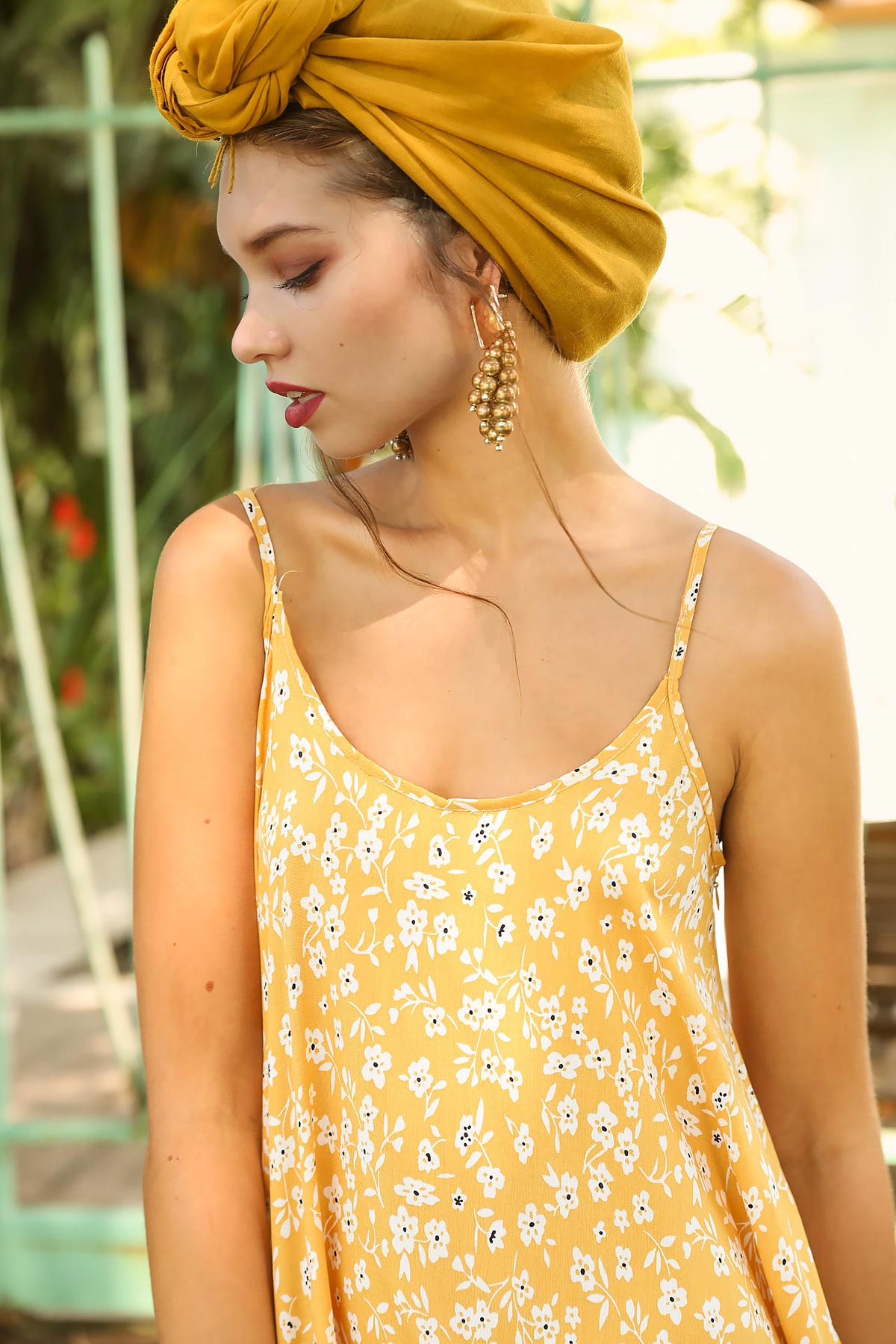 Women's Patterned Yellow Overall