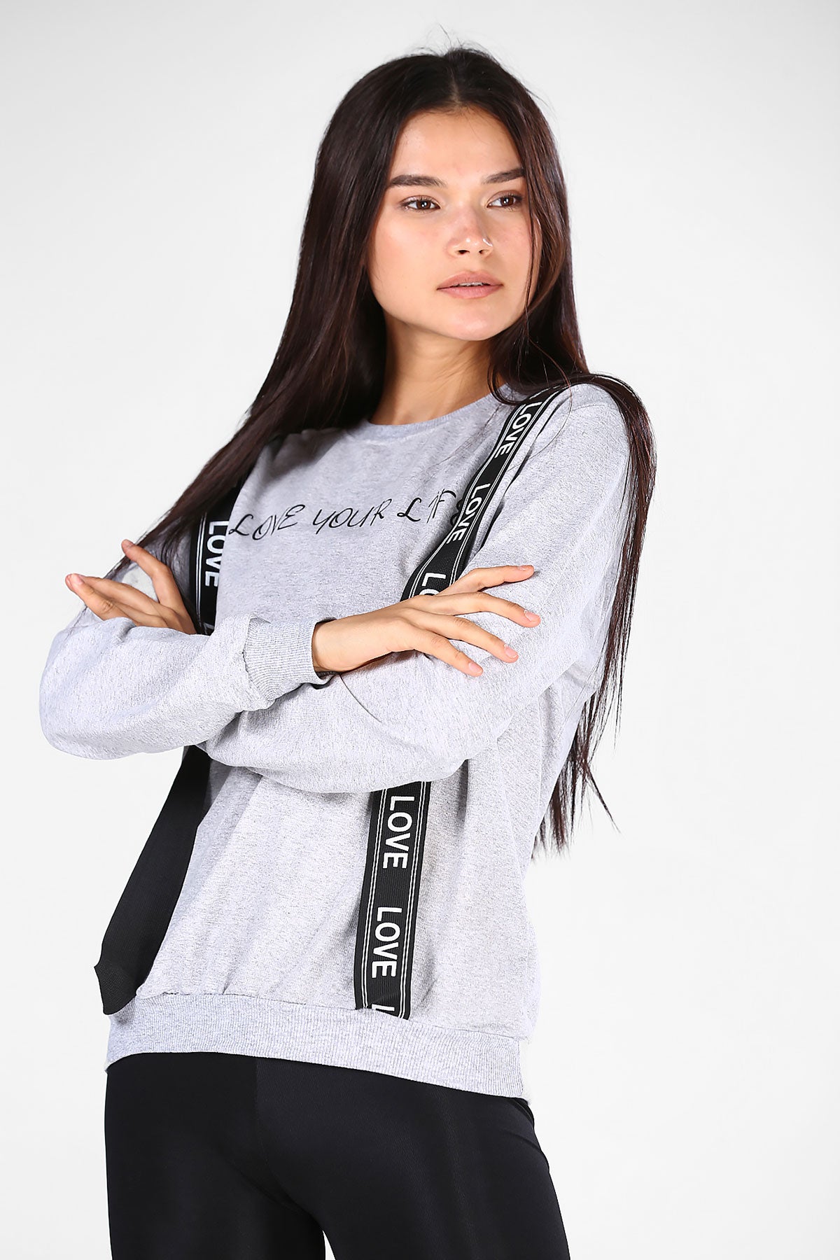 Women's Printed Grey Sweatshirt