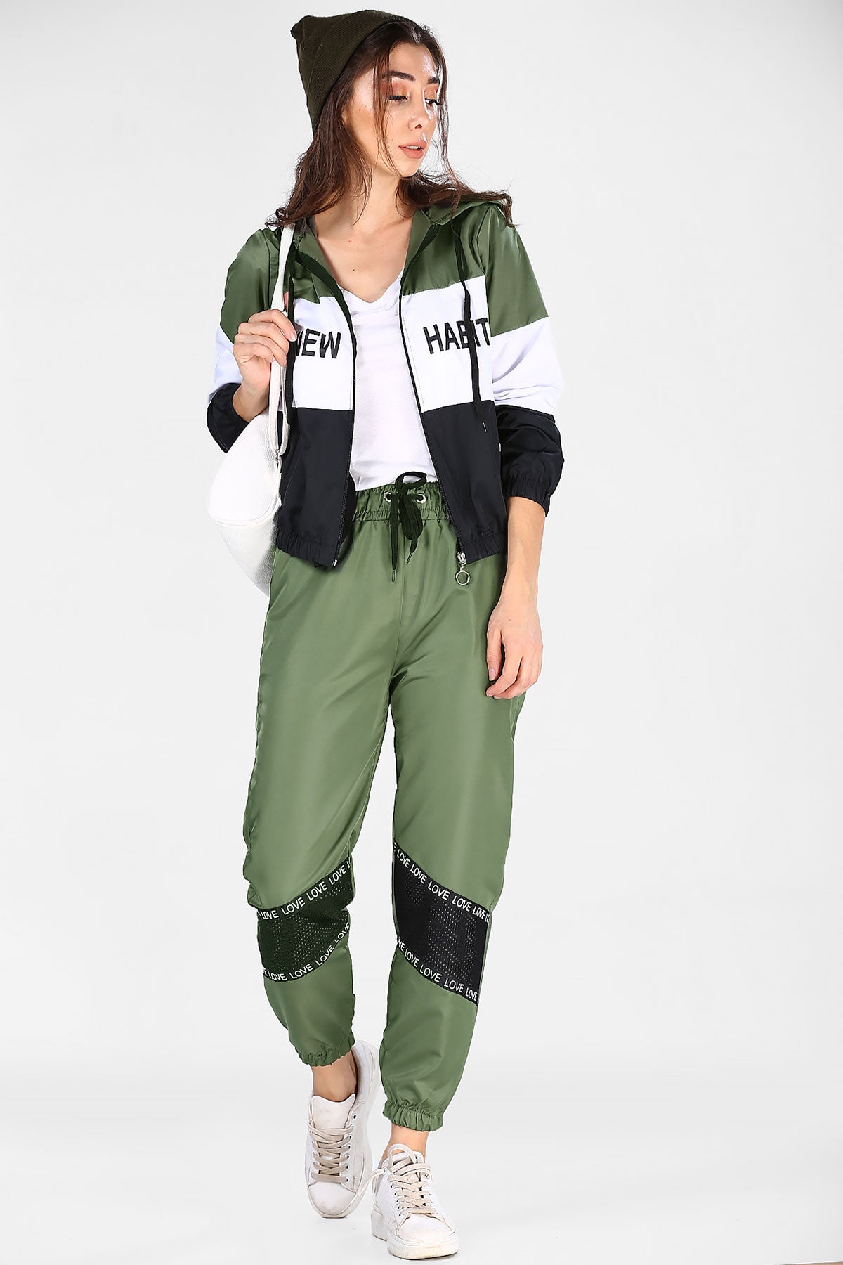 Women's Elastic Ankles Khaki Sweatpants