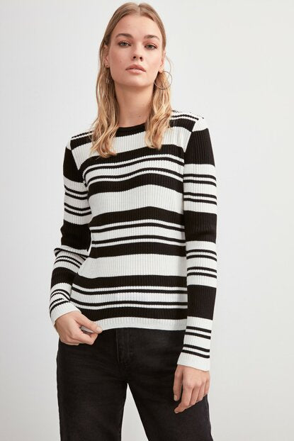 Women's Striped Tricot Sweater