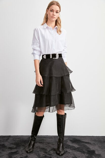 Women's Frill Black Short Skirt