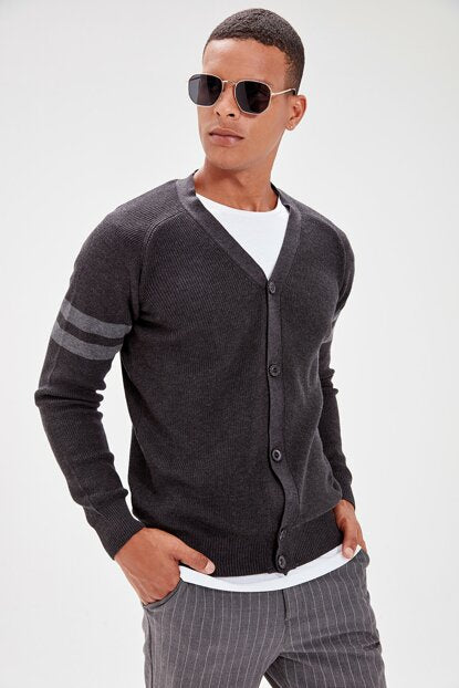 Men's Anthracite Tricot Cardigan