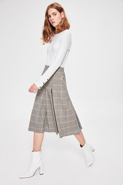 Women's Hounstooth Pattern Grey Skirt