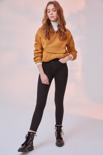 Women's High Waist Black Skinny Jeans