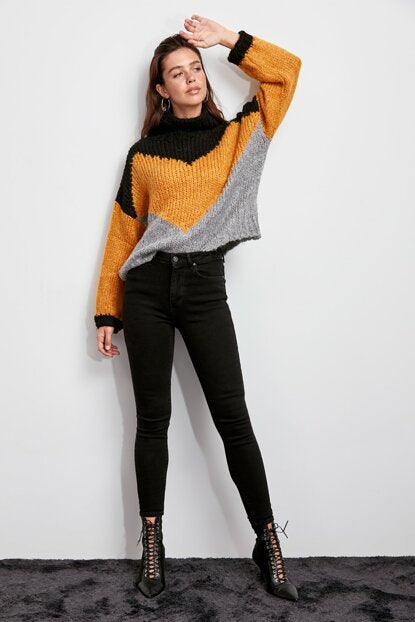 Women's High Waist Black Skinny Jeans