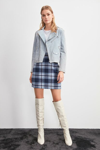 Women's Plaid Blue Short Skirt