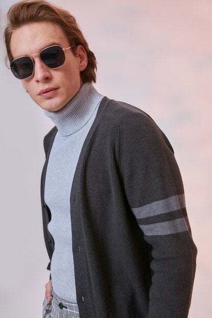 Men's Anthracite Tricot Cardigan