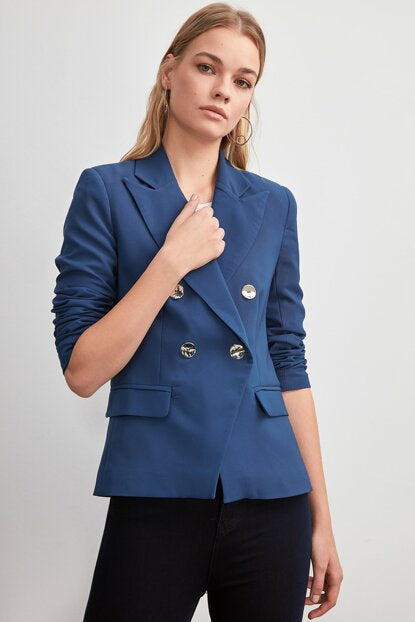 Women's Button Navy Blue Jacket