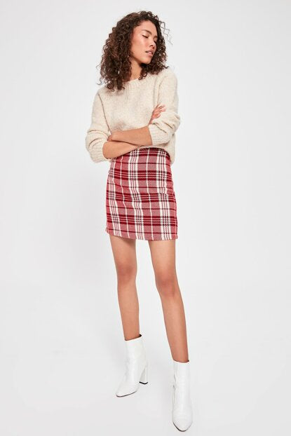 Women's Plaid Red Skirt