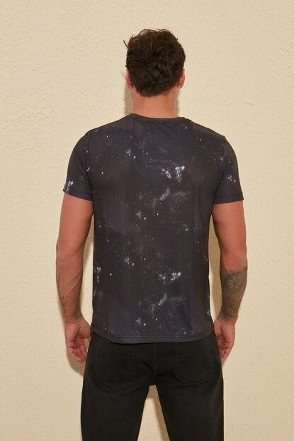 Men's Printed Black T-shirt