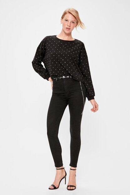 Women's High Waist Black Skinny Jeans