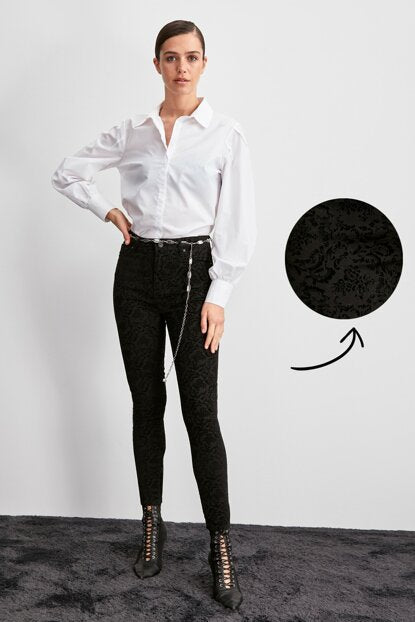 Women's High Waist Black Skinny Jeans