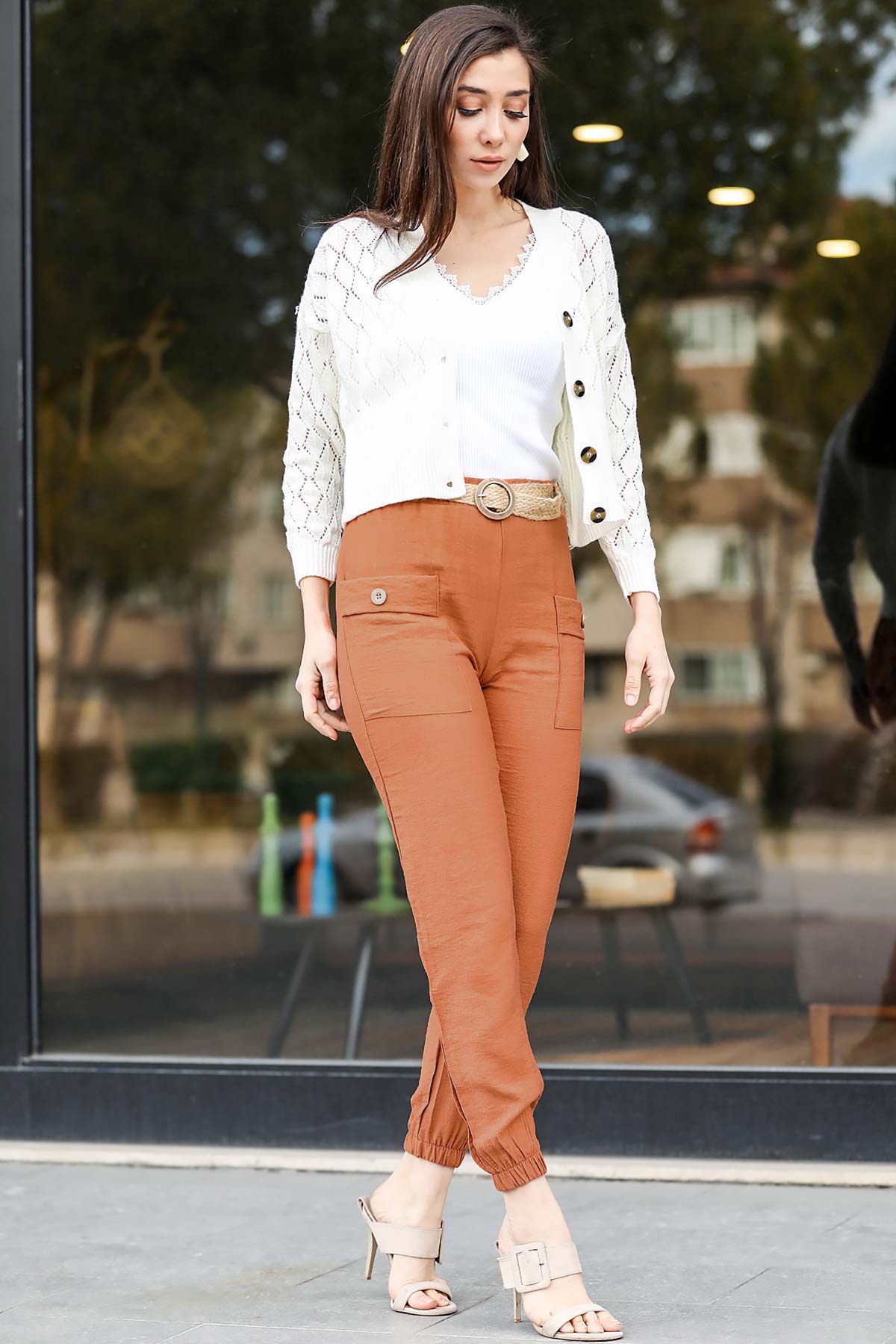 Women's Belted Pocket Cinnamon Pants