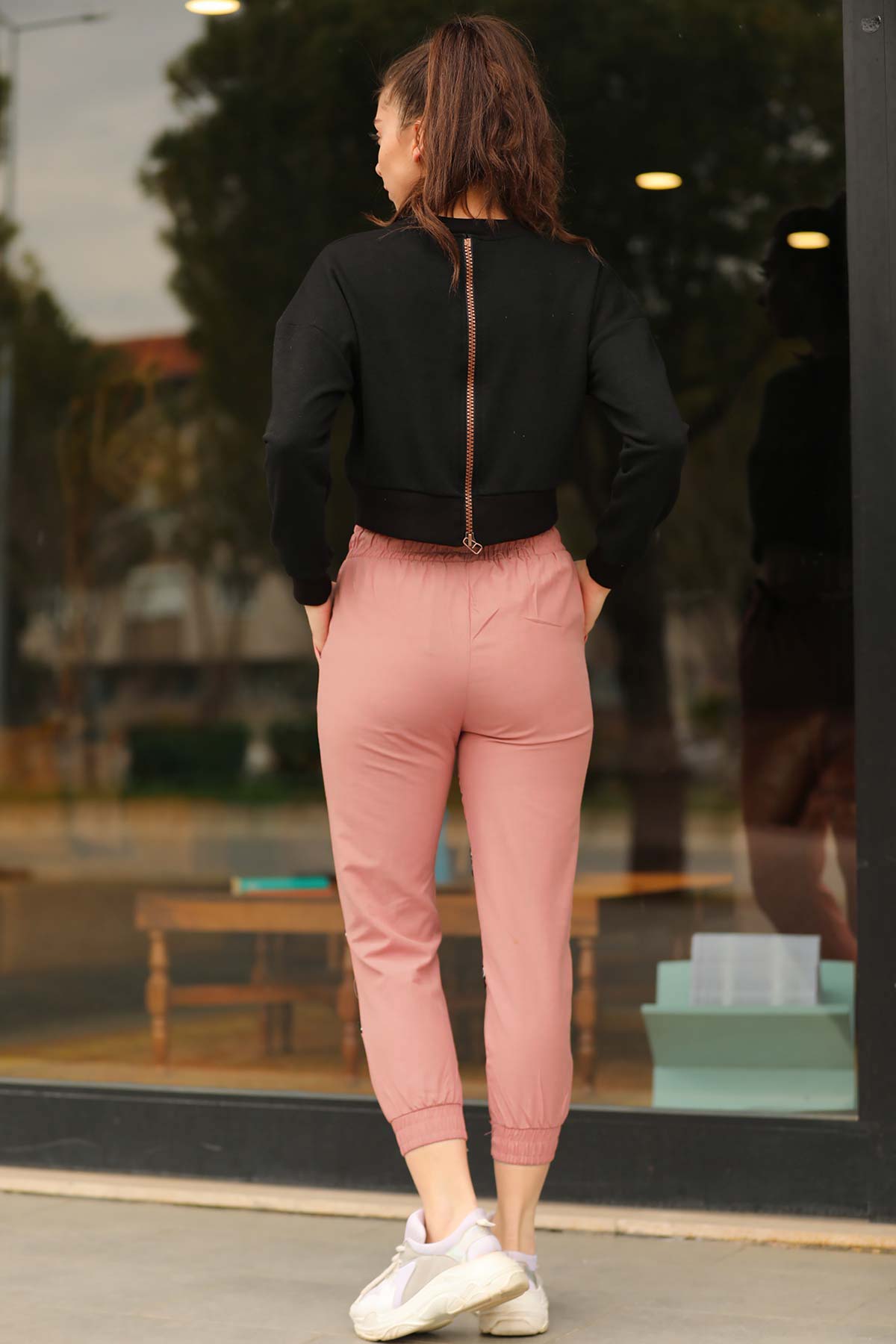 Women's Elastic Legs Powder Rose Sweatpants