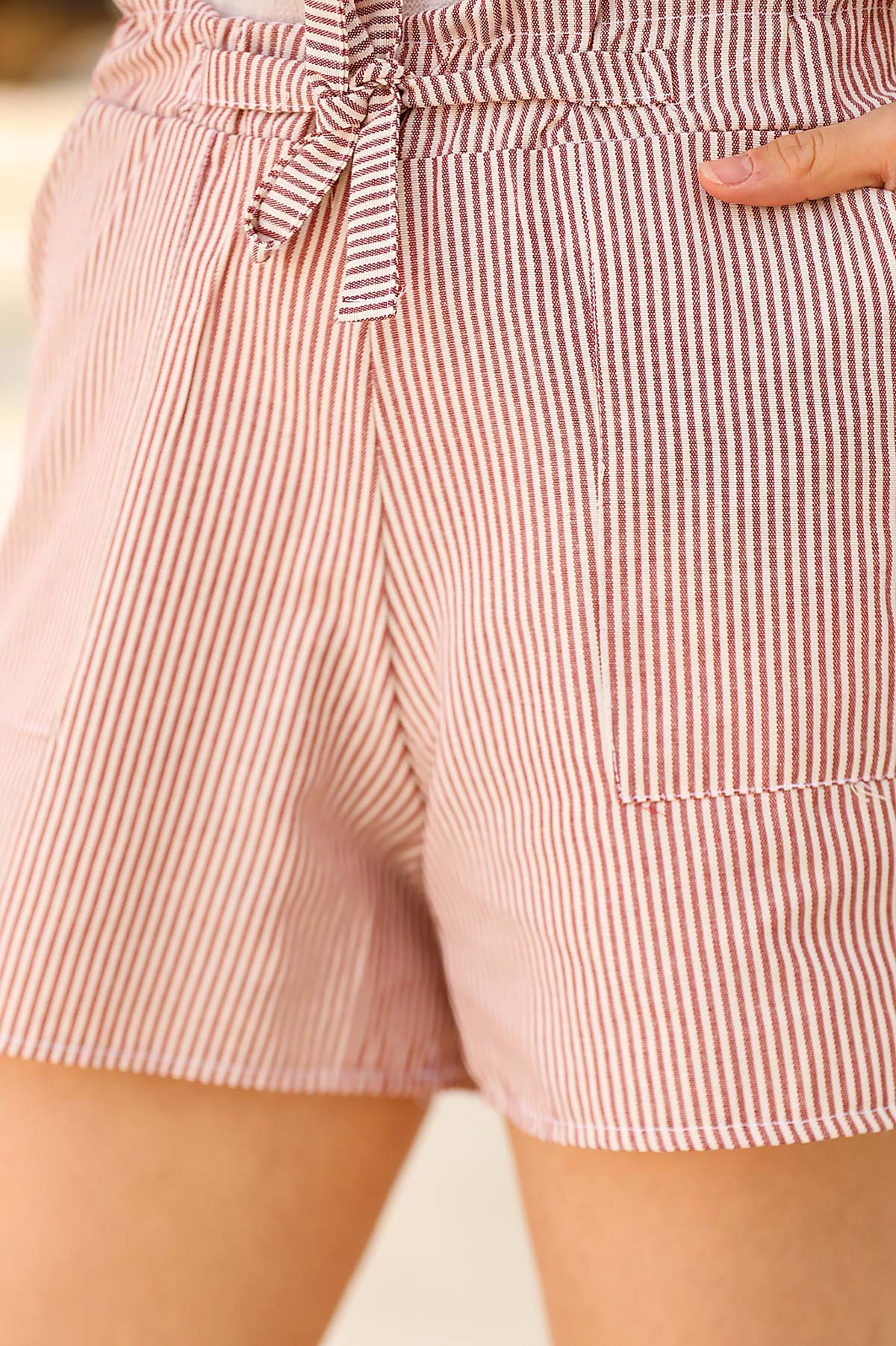Women's Elastic Waist Striped Shorts