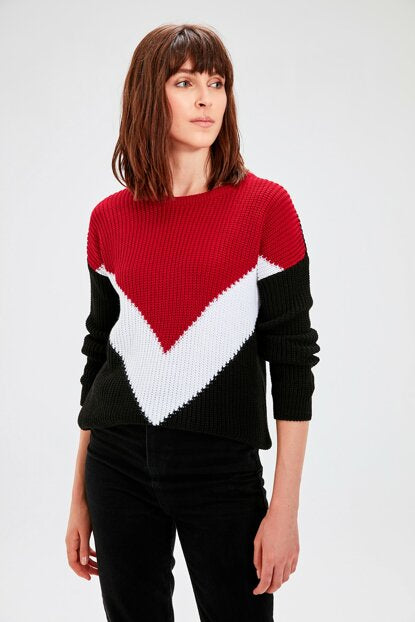Women's Color Block Tricot Sweater