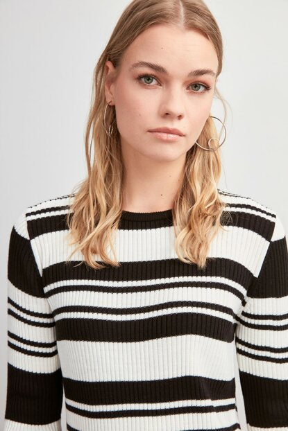 Women's Striped Tricot Sweater