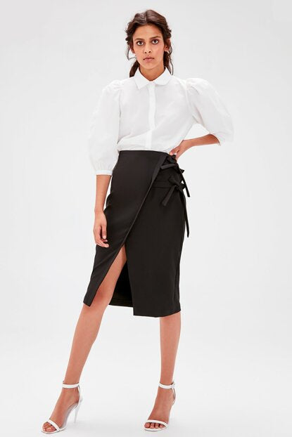 Women's Lace-up Black Skirt