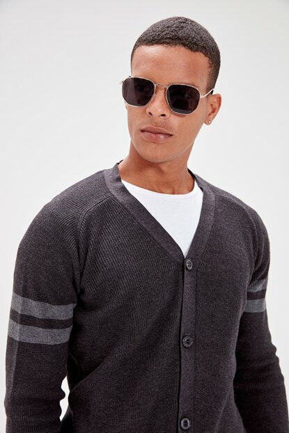 Men's Anthracite Tricot Cardigan