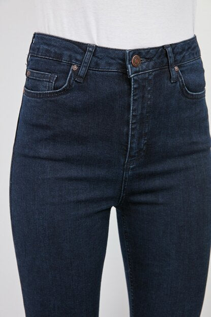 Women's High Waist Navy Blue Skinny Jeans