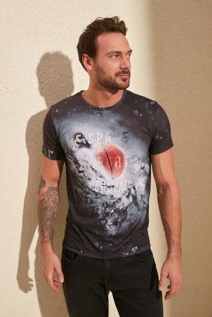 Men's Printed Black T-shirt