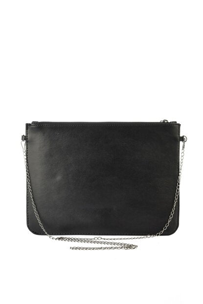 Women's Chain Strap Snake Pattern Black Bag