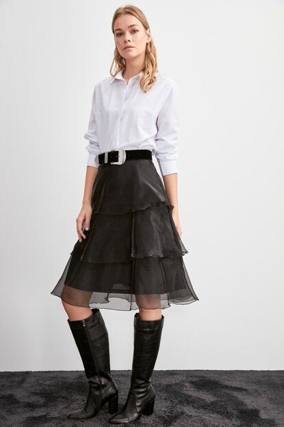 Women's Frill Black Short Skirt