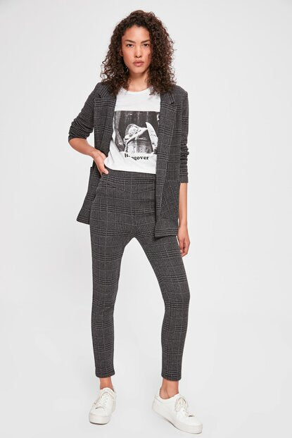 Women's Plaid Anthracite Pants