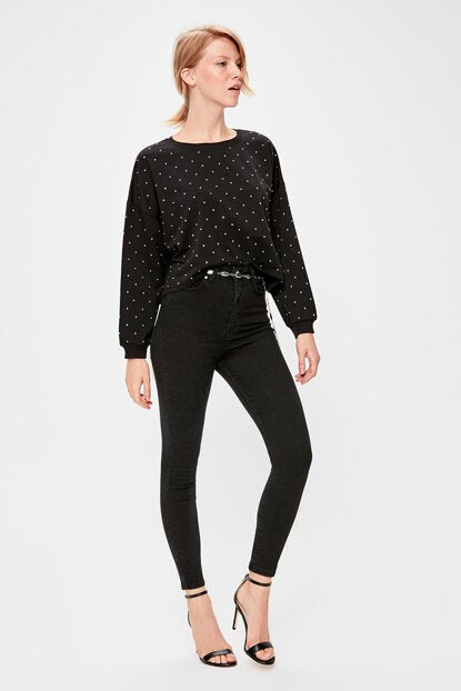 Women's High Waist Black Skinny Jeans