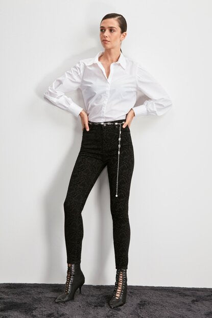 Women's High Waist Black Skinny Jeans