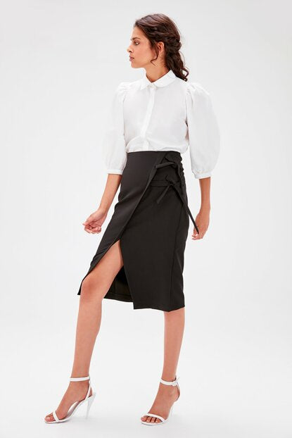 Women's Lace-up Black Skirt