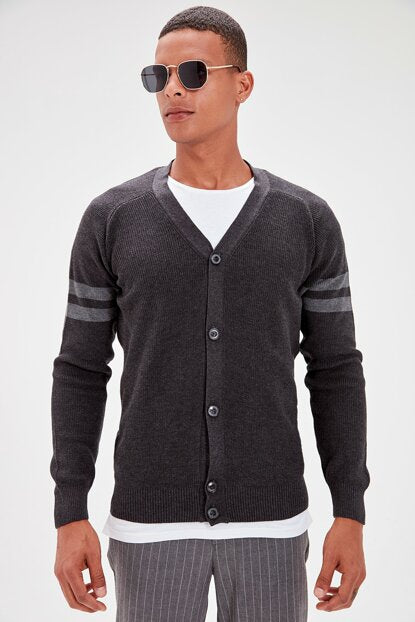 Men's Anthracite Tricot Cardigan