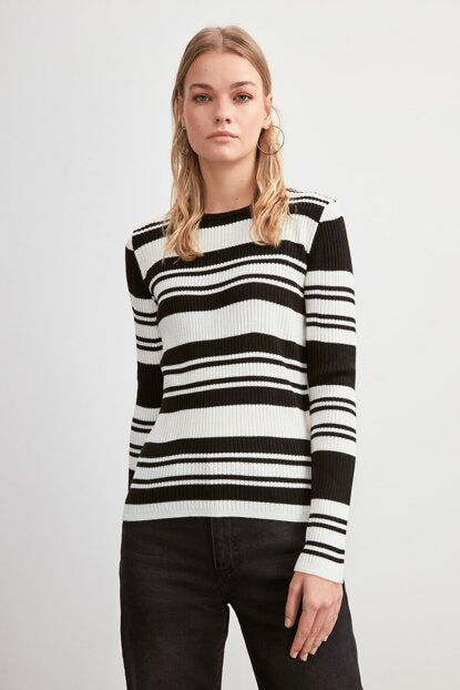 Women's Striped Tricot Sweater