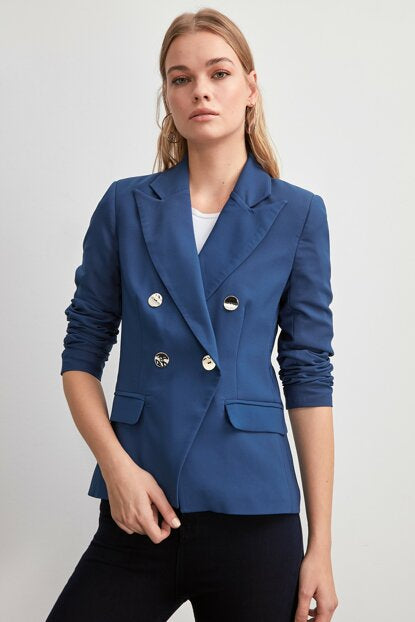 Women's Button Navy Blue Jacket