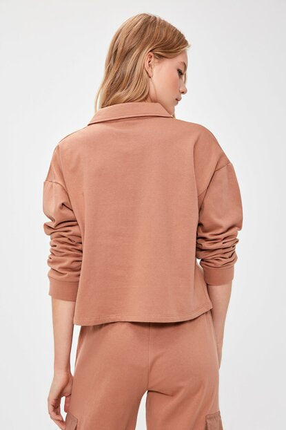 Women's Button Cinnamon Sweatshirt