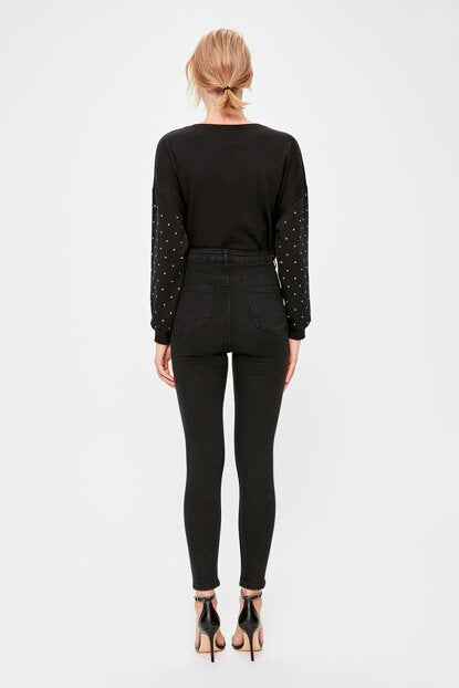 Women's High Waist Black Skinny Jeans