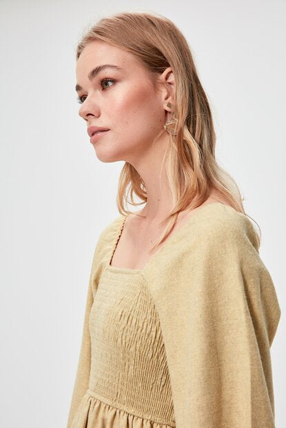 Women's Mustard Gimped Short Dress