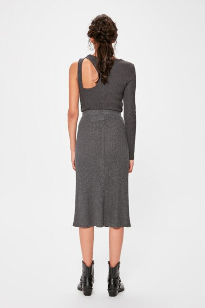 Women's Eyelet Detail Anthracite Skirt