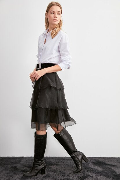 Women's Frill Black Short Skirt