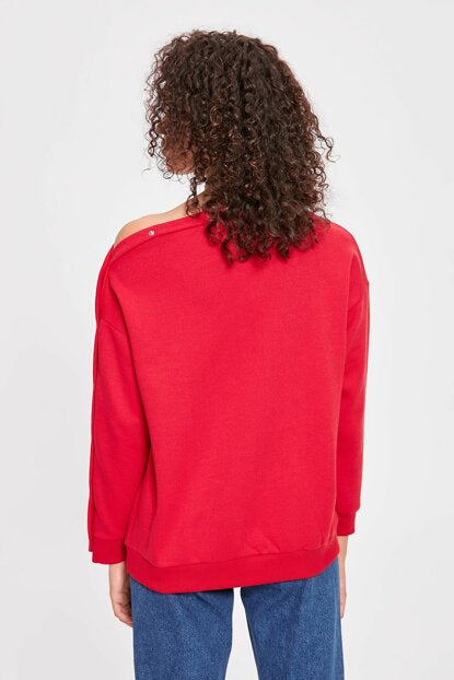 Women's Off Shoulders Fuchsia Sweatshirt