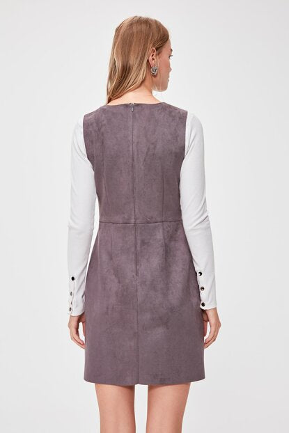 Women's Eyelet Anthracite Short Dress