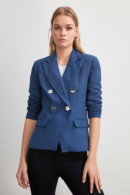 Women's Button Navy Blue Jacket