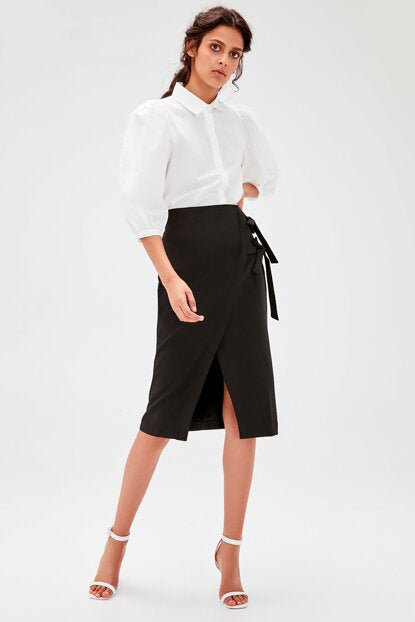 Women's Lace-up Black Skirt
