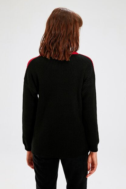 Women's Color Block Tricot Sweater